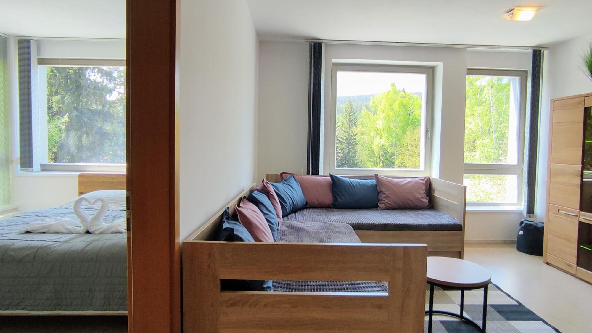 WELLNESS APARTMÁN RESIDENT HARRACHOV C308 Horský apartmán 2KK s velkou terasou a vlastním parkováním v garáži Exterior foto